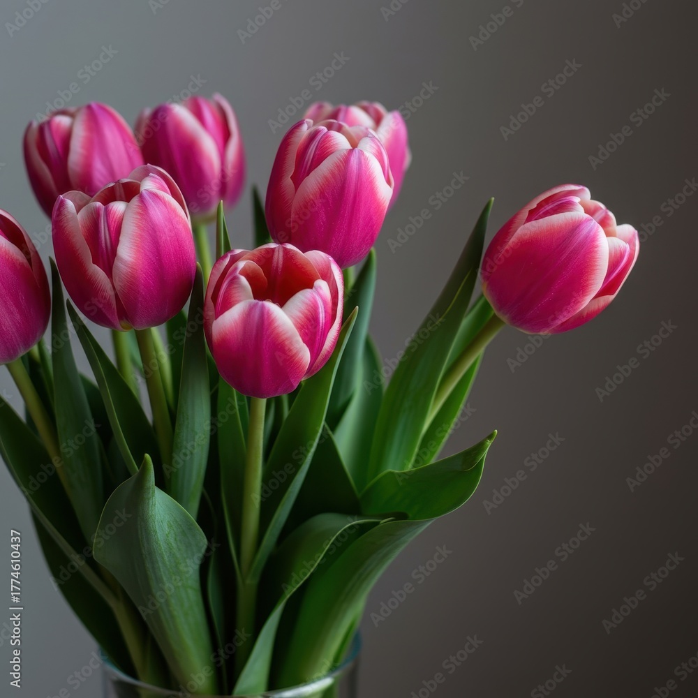 custom made wallpaper toronto digitalA gentle, fresh bouquet of vibrant pink tulips bursting with color, celebrating the arrival of the spring season and natural renewal ,renewal ,bloom ,flower