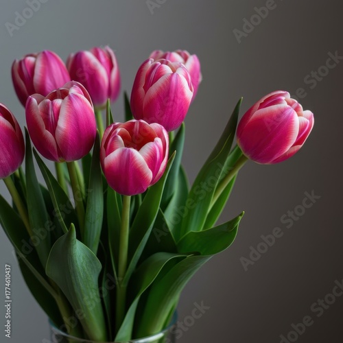 Wallpaper Mural A gentle, fresh bouquet of vibrant pink tulips bursting with color, celebrating the arrival of the spring season and natural renewal ,renewal ,bloom ,flower Torontodigital.ca