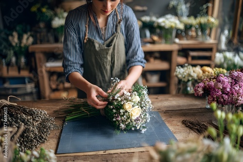 Authentic Flower Shop Scene, Realistic Lifestyle Photography