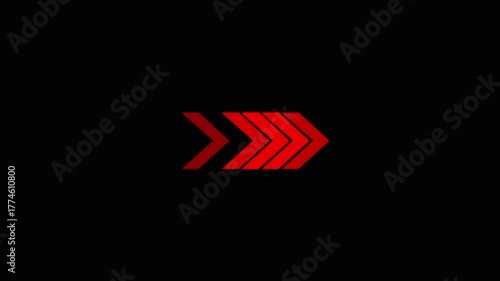 Gray Gradient Chevron Arrows Pointing Right on Black Background direction movement 4k