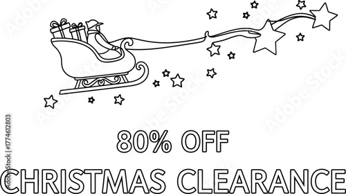Christmas clearance sale with santa's sleigh and stars