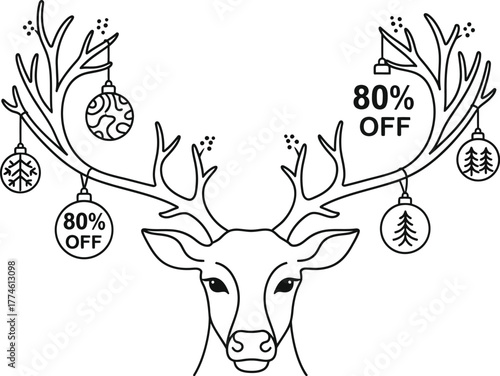 Reindeer antlers decorated with christmas ornaments 80% off