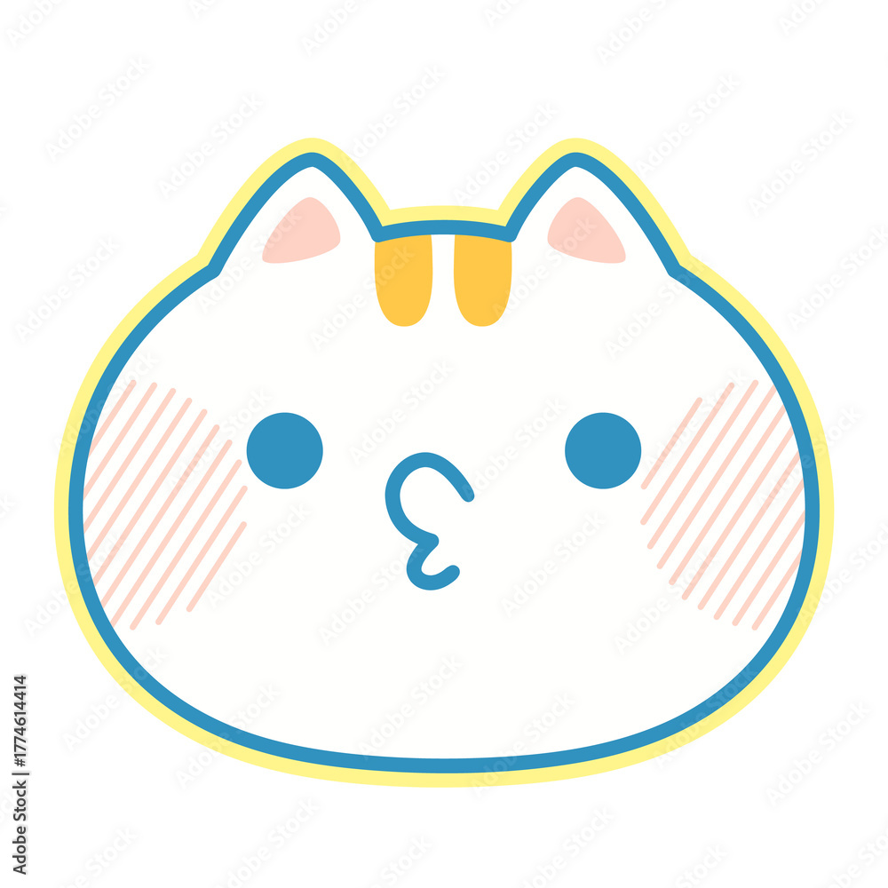 Fototapeta premium 口をすぼめた猫のかわいいイラスト