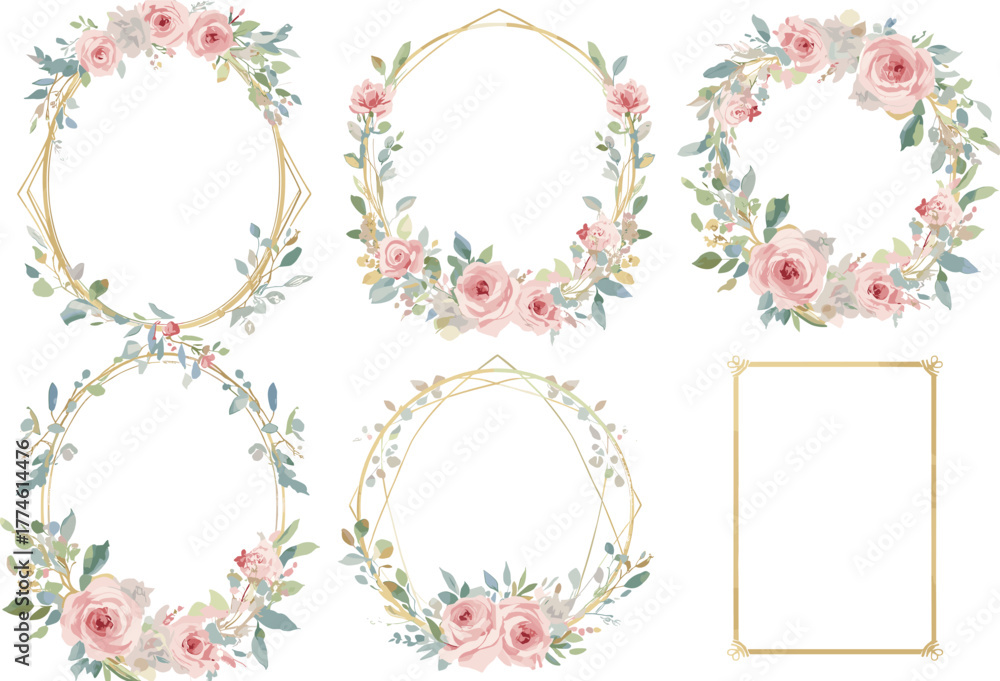 Obraz premium Geometric Floral Frames Set