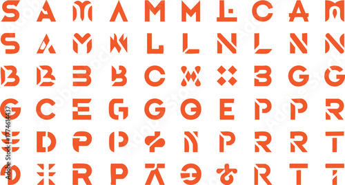 Logo Abstract Geometric Alphabet and Number Variations Collection