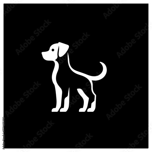 black and white dog vector illustration