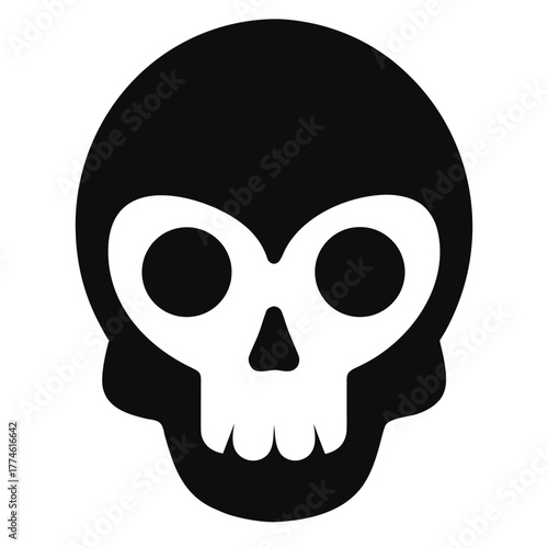 A spooky skull with hollow eyes and a grinning mouth