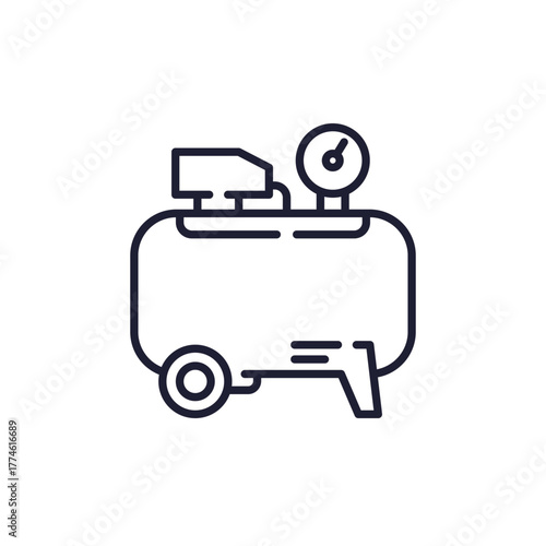 air compressor icon, line design on white