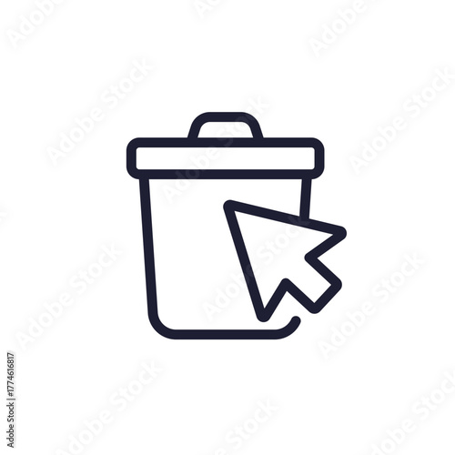 delete files icon, trash bin and cursor line design
