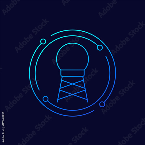 doppler radar icon, linear design