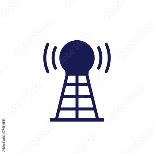 doppler radar tower icon, meteorology and weather forecasting
