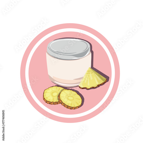 Pineapple Cream Jar, Cosmetics Cartoon