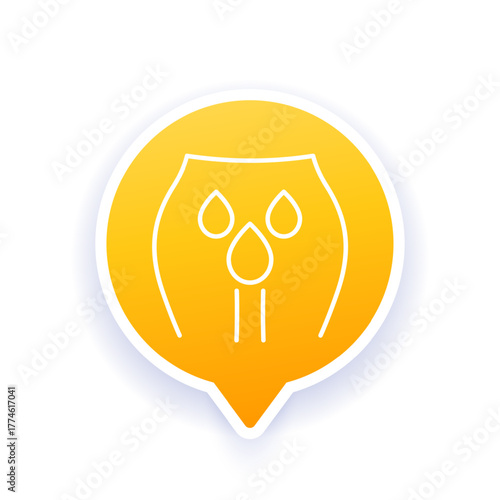 incontinence icon, uncontrolled urine leakage line vector design