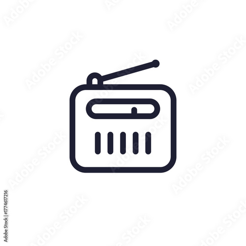 Radio icon, FM tuner line pictogram