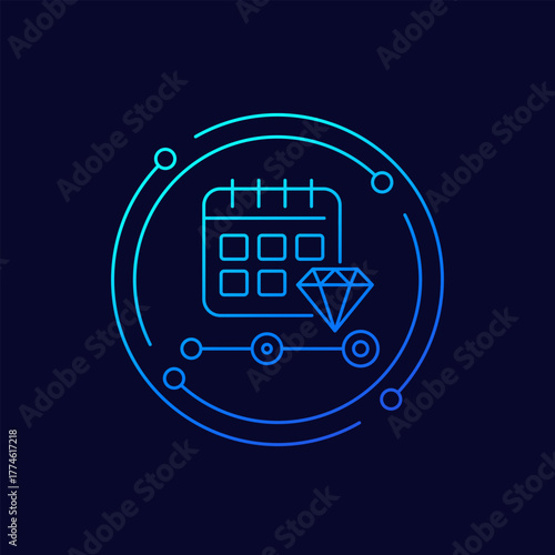 reward schedule icon with calendar, linear design