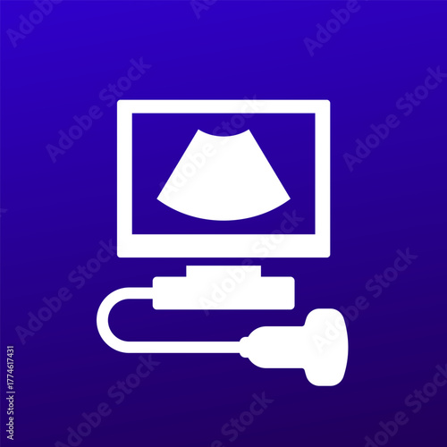 ultrasound machine icon, ultrasonography vector pictogram