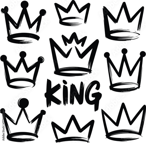 Black ink crowns and king text white