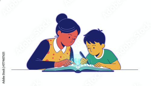 Financial Education and Literacy: Teacher Mentoring Young Boy on Personal Finance and Money Management Skills