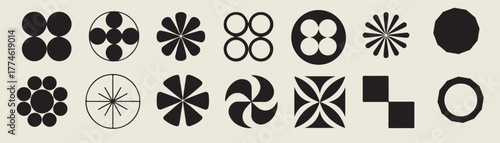 Abstract Bold Geometric Elements Pack. Mid Century Modern Shape Icons. Minimalist Vector Pattern Elements