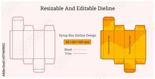 Printable and editable box template design with dimensions for packaging and crafting projects