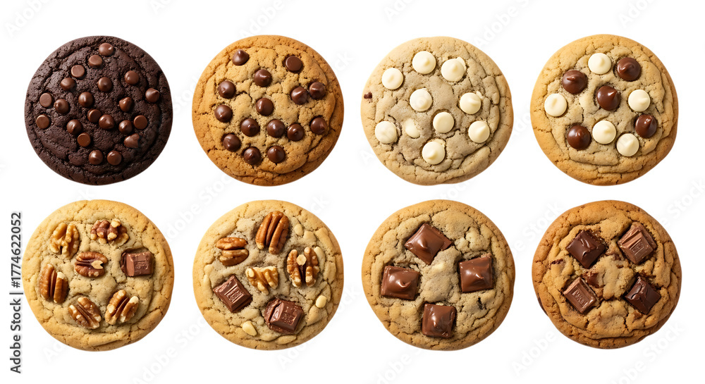 Fototapeta premium Assortment of delicious homemade cookies isolated on transparent background