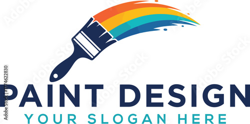 Color splash paint brush logo design for Painting Services Vector Logo