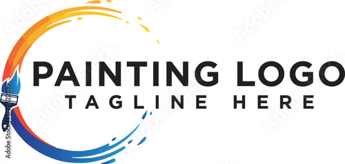 Round Color splash paint brush logo design for Painting Services Vector Logo