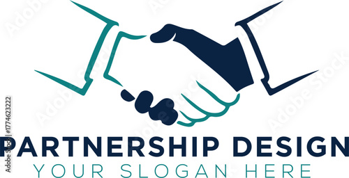 handshake hands shake logo in flat design vector illustration