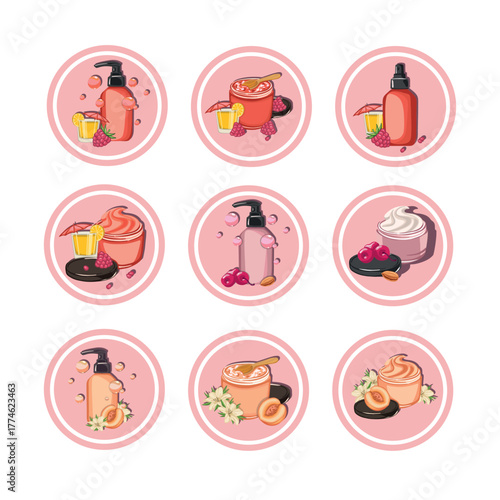 A set of body care cosmetics illustration