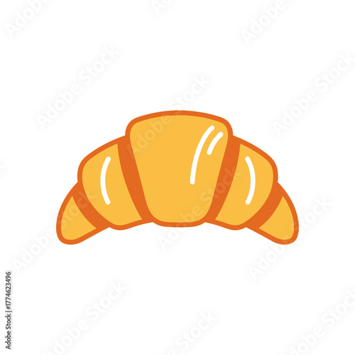 Golden croissant sits on white surface, ready to be eaten for breakfast, conveying a feeling of warmth and deliciousness.