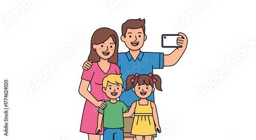Family taking a selfie, capturing a joyful moment together with smiles