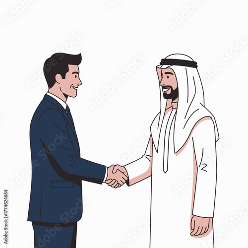 Business handshake between Western and Arab businessmen.