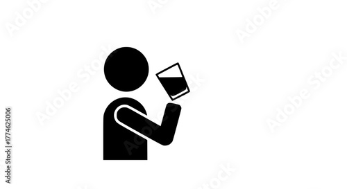 Thirsty man black white icon 