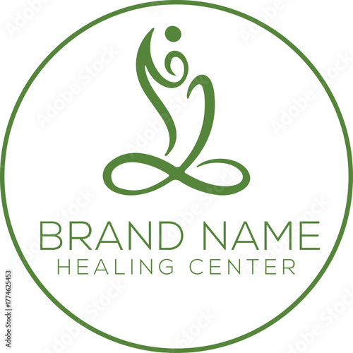 Yoga studio logo. Meditation, spa and beauty symbol