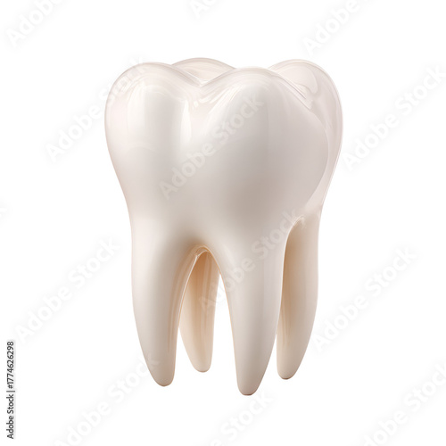 Realistic 3d render of a human molar tooth isolated on transparent background