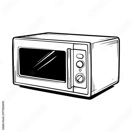 Detailed White Kitchen Microwave Design with Controls and Window for Cooking and Heating Meals at Home