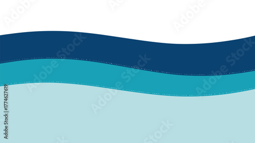 Abstract background with three horizontal wavy bands of varying shades of blue and white space above