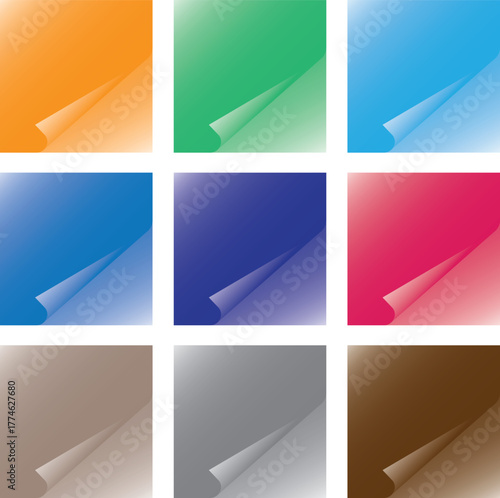 Curled page. Paper page turning corner. Vector illustration.