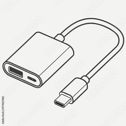 USB C Hub with USB A and USB C Ports outline sleek