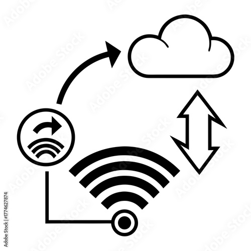 Cloud Data Transfer with Wi- Fi and Circular Arrows wi-fi wifi