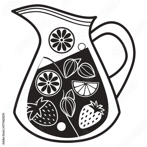 Pitcher Filled with Fruit Infused Drink and Slices beverage