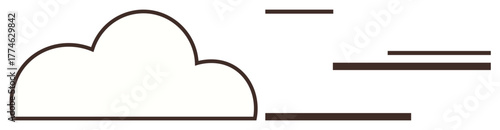 Cloud outline and horizontal lines portraying wind speed, motion, and flow dynamics. Ideal for concepts thumbs up weather, cloud computing, speed, progress, simplicity creativity and minimalism. A