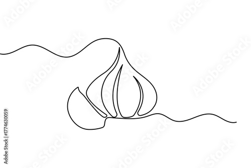 Simple garlic one line drawing modern minimalist continuous outline vector illustration design
