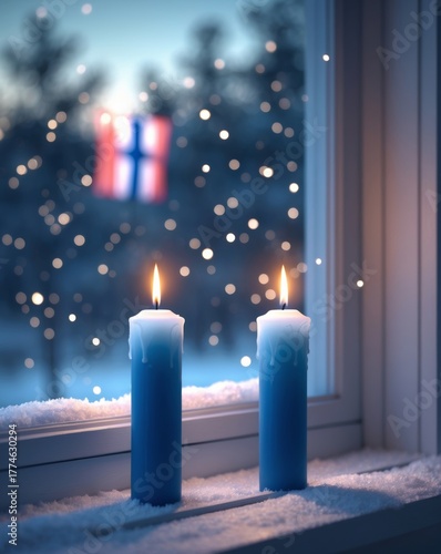 AI-Generated Finnish Independence Two Blue Candles