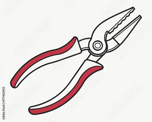 Long Nose Pliers Hand Tool Vector Illustration