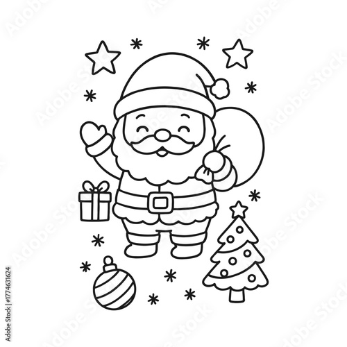 Hand-Drawn Santa Face Mask Style Coloring