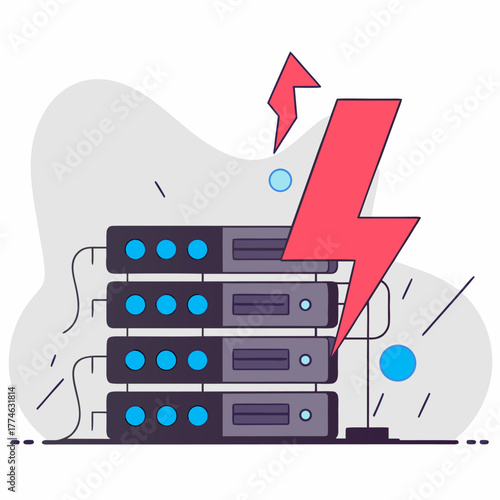 Server Failure and Data Center Problem Illustration