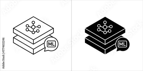 Machine learning layers icon with network node