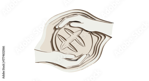 Hands Embracing Bread Symbolizing Food Security Charity and Nourishment Concept Isolated on White Background