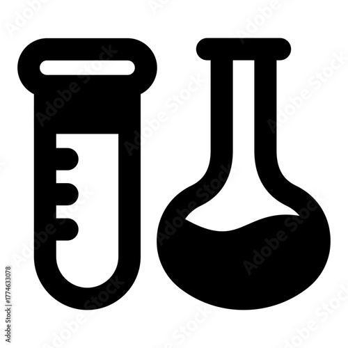Test tube line solid vector